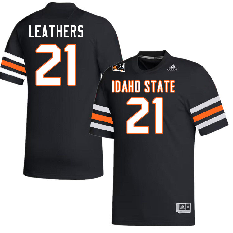 Idaho State Bengals #21 Rylan Leathers College Football Jerseys,Uniforms Stitched-Black